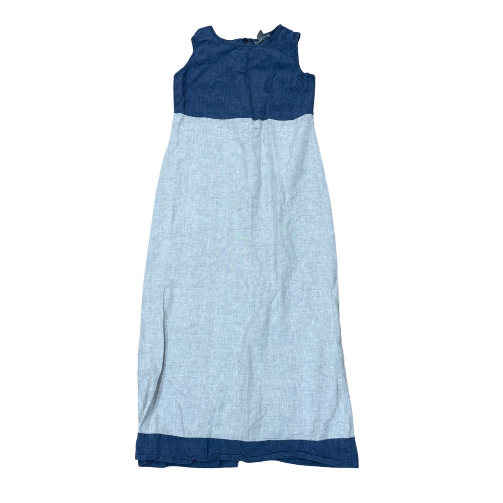 Jessica Holbrook Linen‎ Blend Colorblock Sleeveless Midi Maxi Dress Blue Grey 8